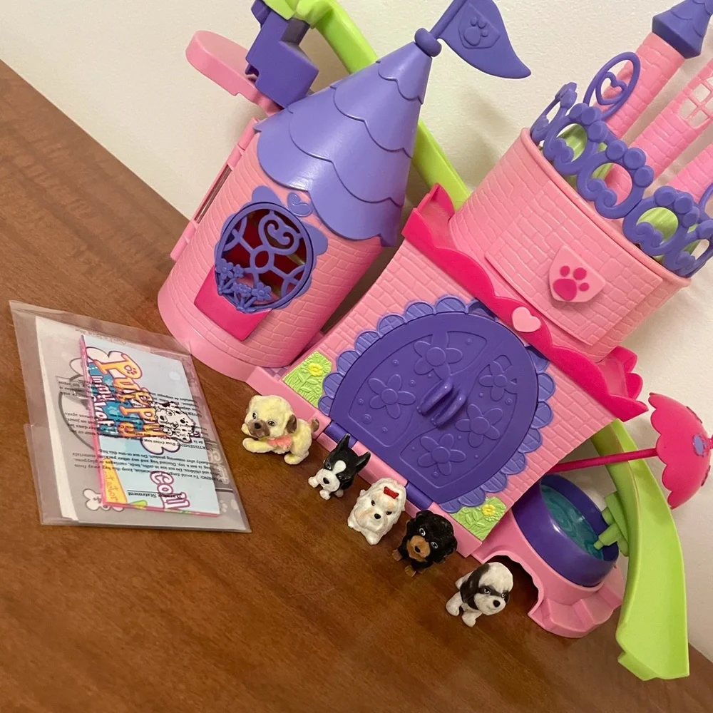 Pet Palace Puppy Pocket Castle Vintage Toys Doll House Miniatures Purple Pink